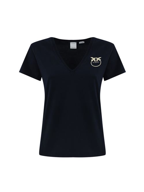 T-shirt Turbato con logo in cotone blu PINKO | 102950 A228G02